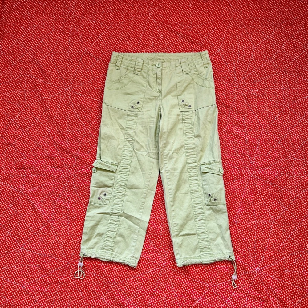 Style & Co Petite Sage Green low rise Cargo Capri Pants Y2K Utility Twee Size 2P